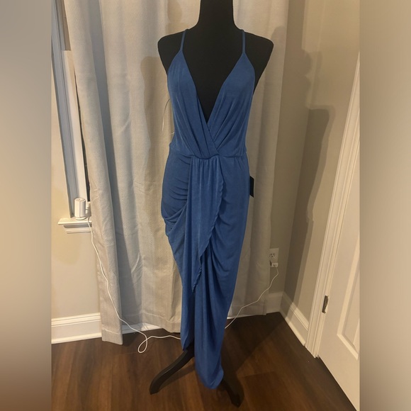 Lulus Dreamy Date Blue Surplice Midi Dress, NWT, XL - Picture 5 of 8